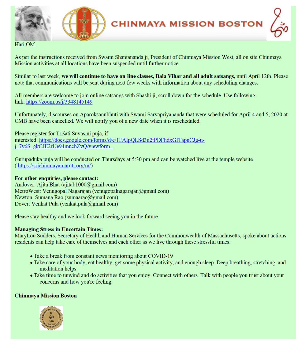 Chinmaya Mission Metrowest Ma